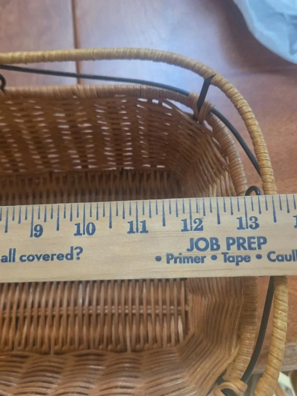 princess house woven rattan basket metal frame
